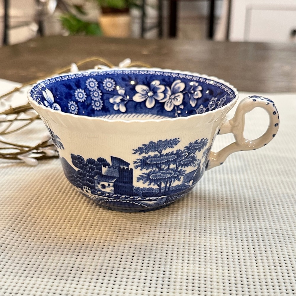 Spode Copeland Vintage RARE "Blue Tower" teacup /breakfast cup Blue White‎